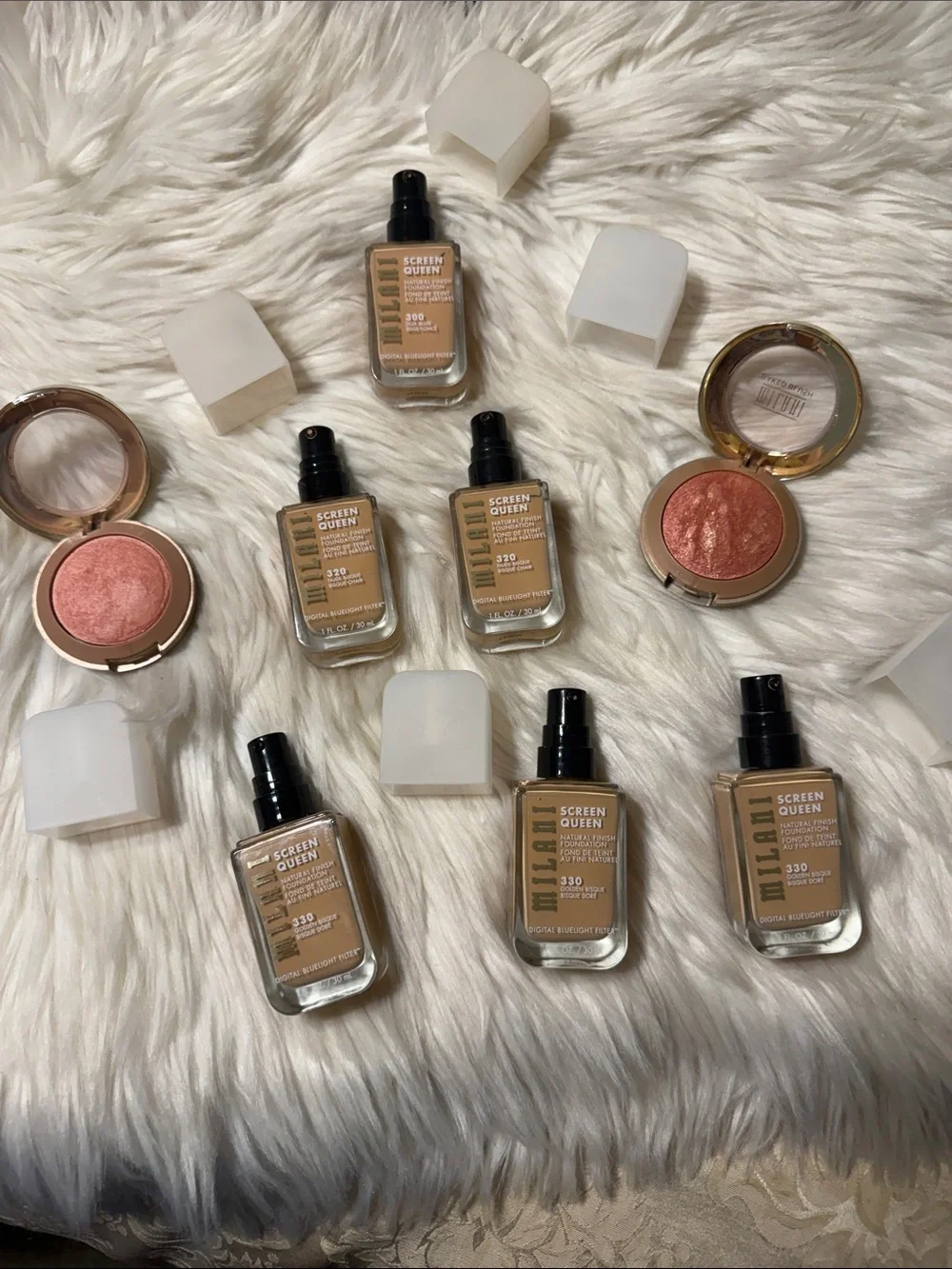 Milani Bundle Screen Queen Liquid Foundations & Blushes in Warm Beige and Rose
